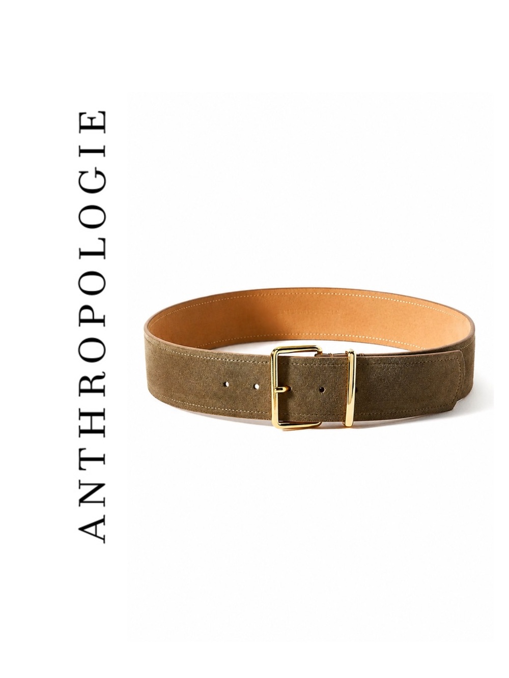 Anthropologie Square-Buckle Suede Belt